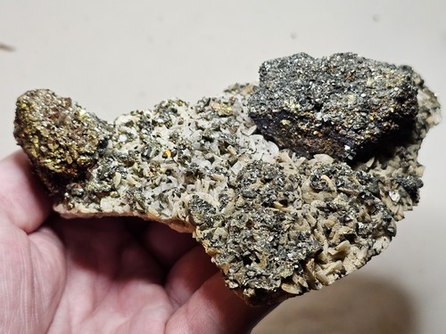 Chalcopyrite On Sphalerite On Dolomite Crystals - Tri State District, Missouri - Picture 10 of 14