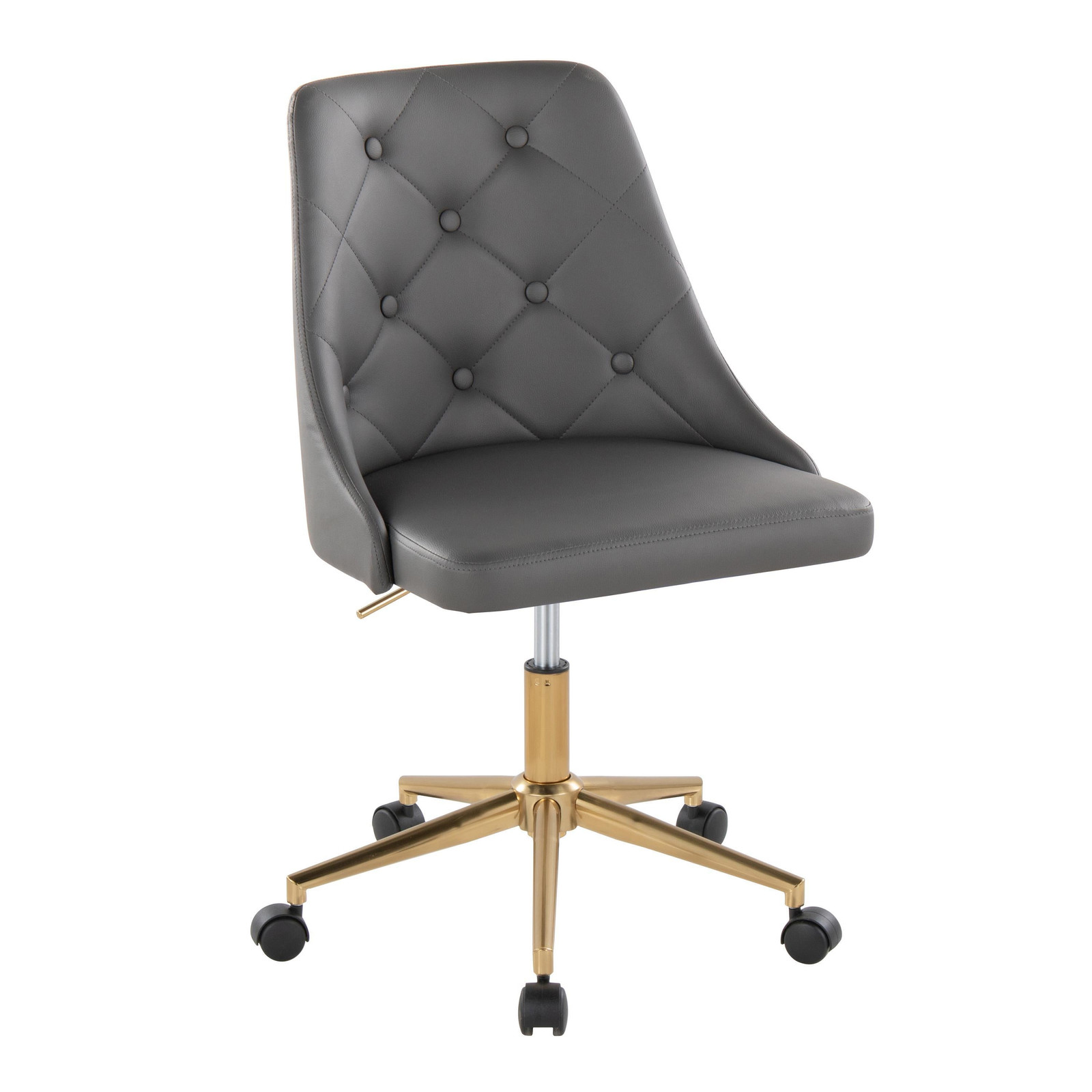 Gold Grey Faux Leather Swivel Office Task Chair