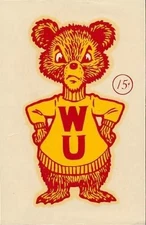 Vintage Die Cut Bear Sticker 15¢ WU Red Yellow Cartoon Paper 12x8in Metal Sign