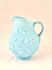 Fenton Pitcher Blue Satin Water Lily Milk Glass 7.5" Vintage