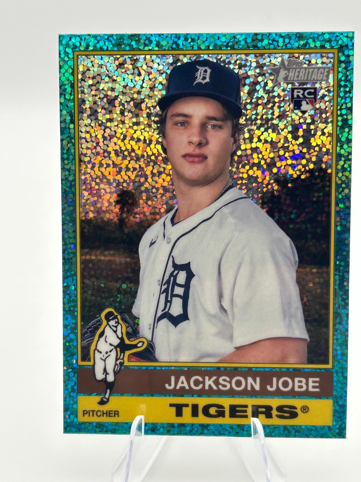 2025 Topps Heritage Jackson Jobe Light Blue Sparkle Chrome #389