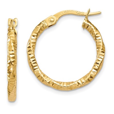10 Karat Gelbgold polierte und strukturierte Creolen 0,89 gm L-19 mm, B-19 mm