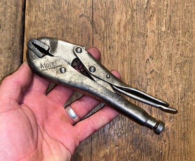 VINTAGE MAULWURF GRIFFE SCHRAUBSTOCK GRIFFE KLEMMZANGE INGENIEUR GARAGE MECHANIKER ALTES WERKZEUG  