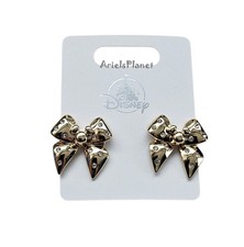 2026 Disney Parks Mickey Mouse Minnie Bow Gold Tone Earrings