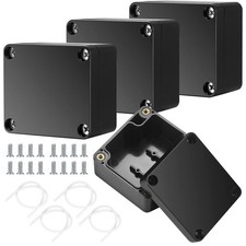 4 Pcs IP65 Waterproof Junction Boxes, Black Plastic External Electrical... 