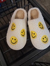 Smiley Face Plush Slippers Small 5-6 