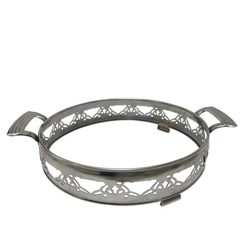 Vintage Early Pyrex Silver Plate Round Casserole Bowl Holder