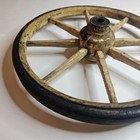 ANTIQUE 10" METAL WOOD HARD RUBBER WHEEL SPOKE WAGON CARRIAGE STROLLER CART — photo 7