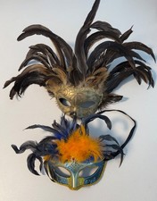 Feather Venetian Masquerade Masks Lot Dramatic Wall Decor Mardi Gras