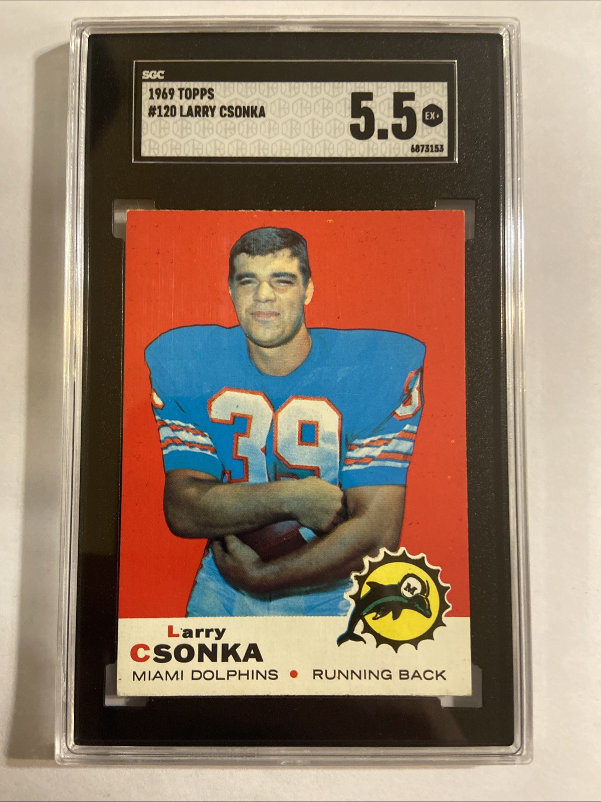 1969 Topps - Larry Csonka #120 SGC 5.5 Miami Dolphins RC