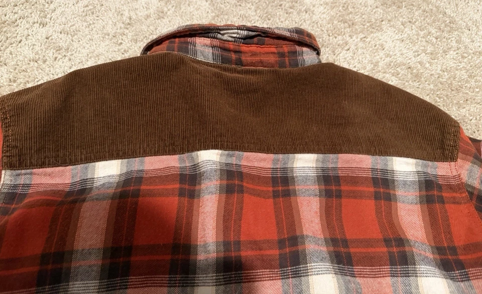 Field & Stream Flannel Shacket Mens XL Orange Jacket Sherpa Lined Hunting - Image 3 of 4