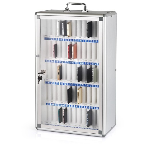 60 Slots Phone Storage Cabinet Aluminum Alloy Wall Phone Box With
