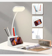 Image of Desk Lamp Pen Phone Holder USB Rechargeable Bedroom Reading Light Dimmable LED