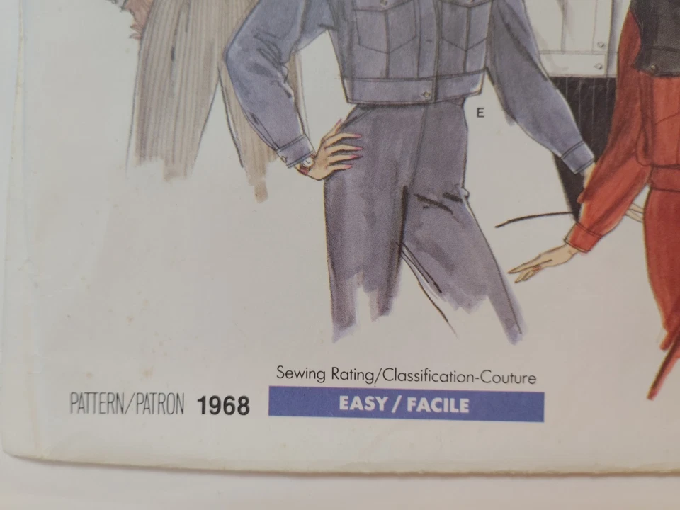 Jacket Coat Jean Denim 10 Vogue 1968 Sewing Pattern VTG Cut Easy Basic Pockets - Image 2 of 4