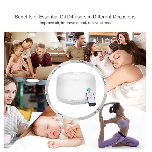 Luces LED de 7 colores Humidificador de aroma ultrasónico aromaterapia con control remoto EE. UU. - Imagen 7 de 12