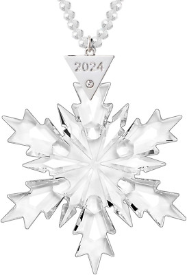 2024 Annual Christmas Ornaments Crystal Snowflake Star Clear White Faceted Cryst
