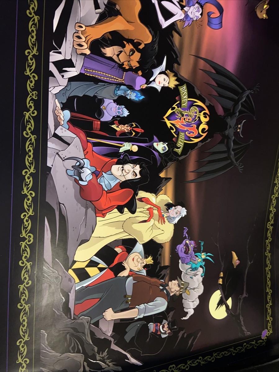 Vintage Disney Poster Villains Original **MISSPELT** RARE Tube