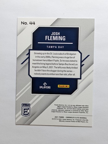 2021 Panini Elite Josh Fleming RC Tampa Bay Rays Rookie #44 Chronicles - Picture 2 of 2