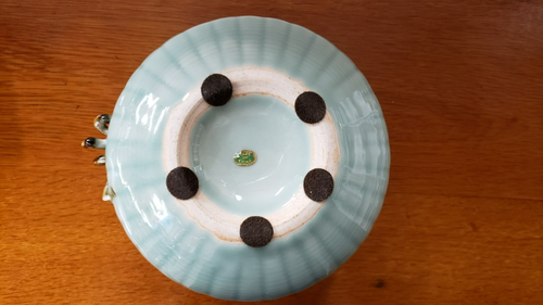 Jarrón chino Celadon de porcelana con patrón de cangrejo/red de pesca alrededor de 1970 - Imagen 6 de 6