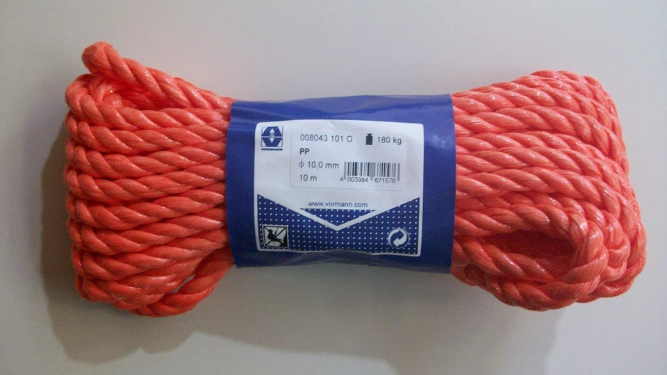 Vormann PP Seil 10mm Durchmesser/ 10Meter orange max. 180kg