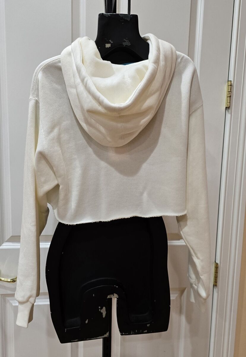 GUCCI x Adidas Logo White Cropped Hooded Sweatshirt Size XS GUCCI x Adidas Logo White Cropped Hooded Sweatshirt Size XS