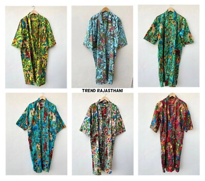 10 Pcs Indian Bath Robes Frida Kahlo Cotton Kimono Robe Night Maxi Gown Dress US
