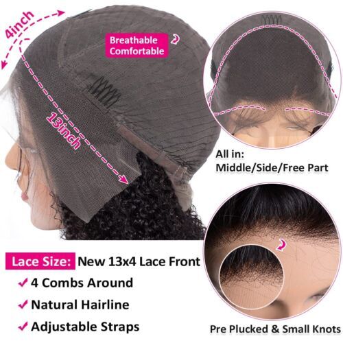 100% Human Hair Lace Front Wig Wavy Long Wave Lace Front Glueless Wigs Remy Soft - Picture 4 of 7