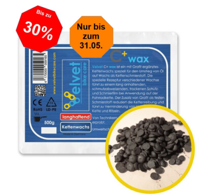 500g festes Fahrrad-Kettenwachs mit Grafitanteil (Velvet C+ Wax)
