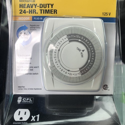 Mechanical Heavy Duty 24 Hr Timer, 1 Grounded Outlet, 125V cfl compatible indoor - 第 1/1 張圖片
