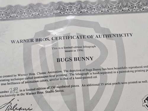 Warner Bros. 1996 Lightgrahic-Bugs Bunny-With Cert. of Authencity & Numbered - Picture 5 of 10
