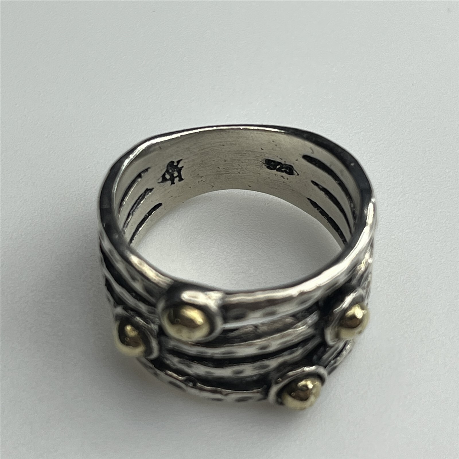 Large Signed Designer Split Band Gold Plated Ball… - image 6