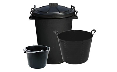 50 l Schwerlast Eimer/40 l Flexi Wanne/3 Gallonen Bauarbeiter Eimer mit Griff schwarz UK