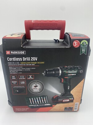 PARKSIDE 20V Akku-Bohrschrauber PABS 20-Li E6  mit Akku & Ladegerät Bit & Bohrer