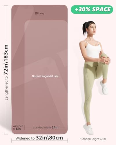 32" Extra Wide 7mm Yoga Mat with Strap for Men and Women