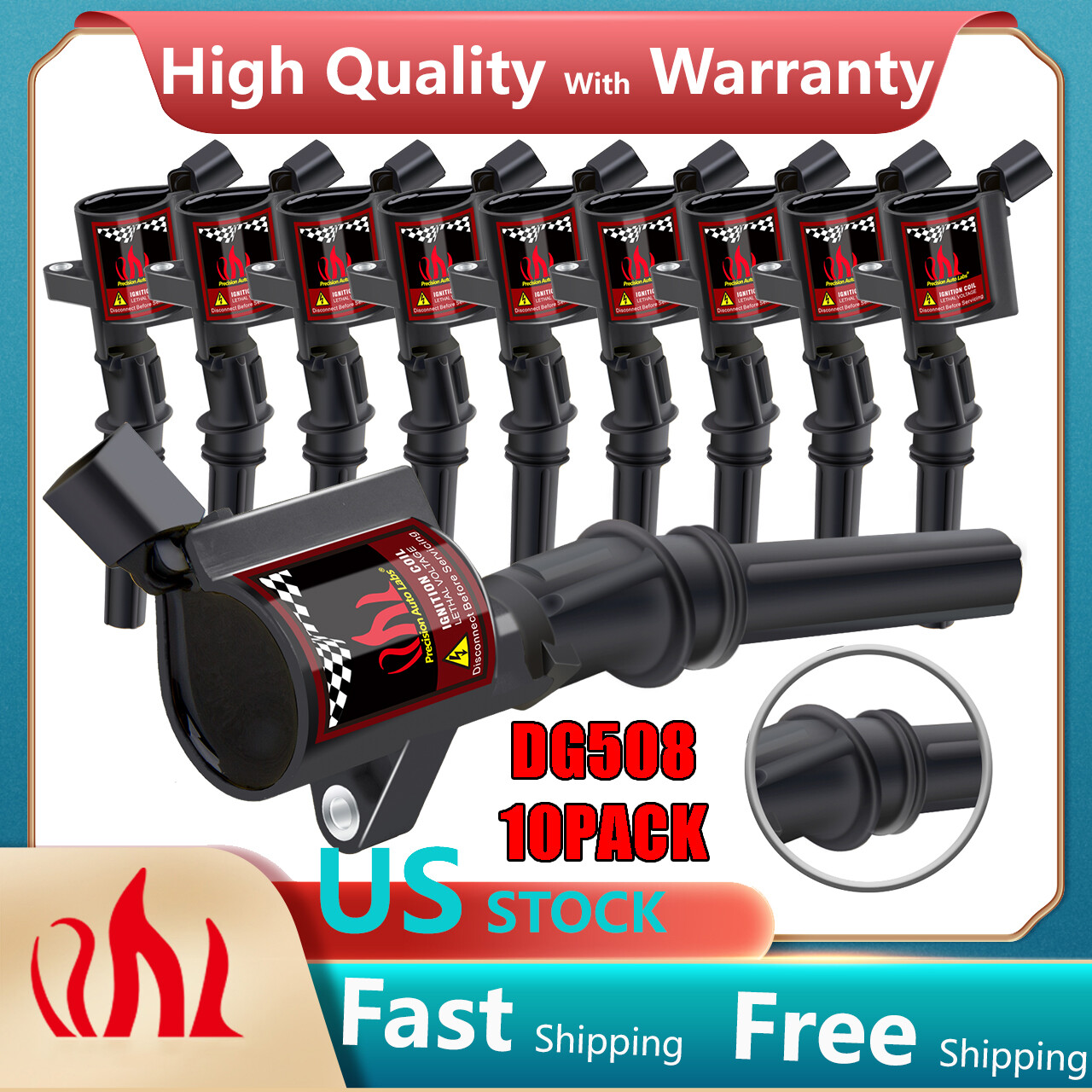 Ignition Coil Pack for Ford F450 F350 F550 E350 E450 6.8L V10 FD503 ...