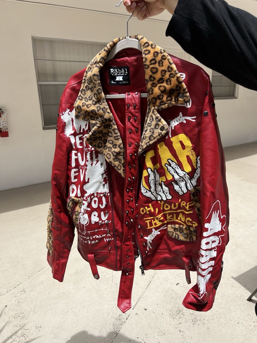 R3bel Fuel Your Passion Women's Graffiti Leather Jacket Punk R3bel Fuel Your Passion Women's Graffiti Leather Jacket Punk