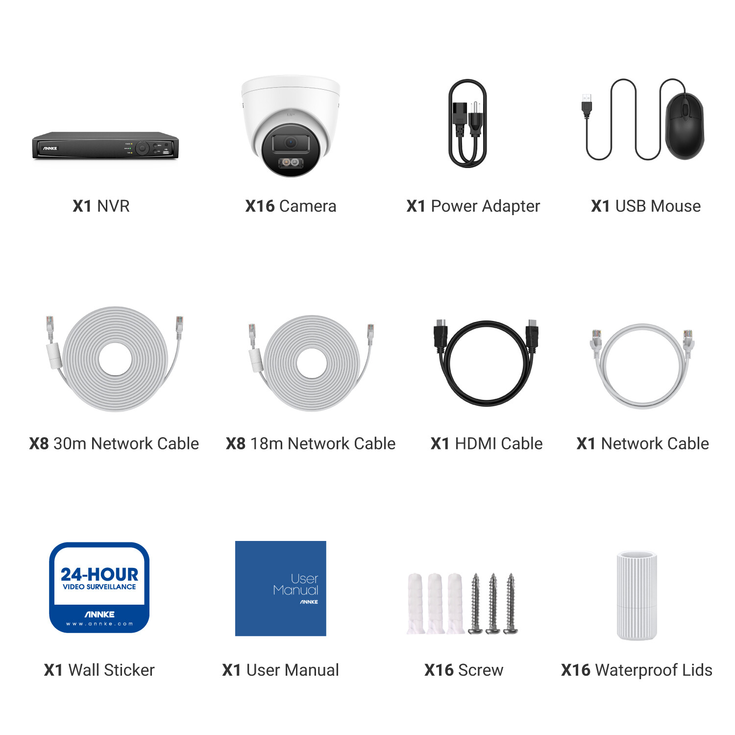 ANNKE 5MP Audio POE Security Camera System 8CH/16CH 12MP NVR Outdoor Color Night