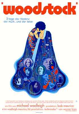 WOODSTOCK (1970) REPRO des Deutschen Plakates  A1 gerollt