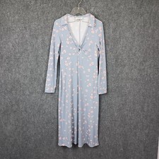 Wayf Remember Me Midi Dress M Floral Print Twist Detail Long Sleeve Cutout Slit