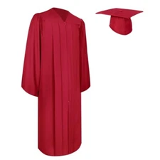 Endea Graduation Matte Red Gown & Cap for High School & College Unisex