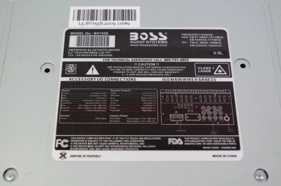 Boss Audio BV765B 6.5" In-Dash Car Monitor DVD Receiver w/Bluetooth AM/FM Radio - Image 3 of 4