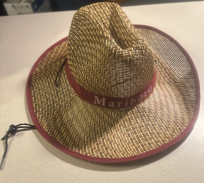 Vintage MARIBORO Sun Cap Woven Straw Cowboy Hat RED Band | eBay
