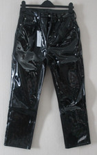 BNWT Topshop Black Wet Look Vinyl Editor Crop Jeans Trousers 6 W25 L32 RP £49.99