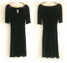 Gianni Versace Couture Asymmetrical Dress / Black w/ White Pinstripe / Size S/M