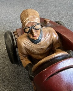 Bugatti 1920s-1930s Style Resin Race Car w/driver Sculpture Vintage