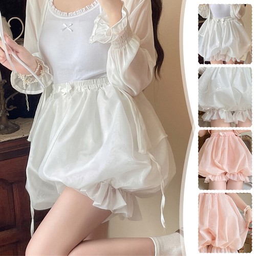 Kawaii Lolita Safety Short Pant Women JK Bloomers Ruffles Pumpkin Shorts Cute - Picture 2 of 14
