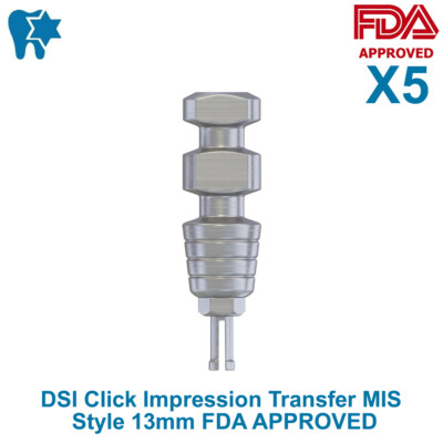 5x DSI Dental Implant Abutment Transfer Impression Closed Tray Click 13mm