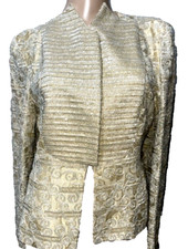 Giorgio Armani Bead Embroidered Light Gold Dress Blazer Jacket US 4 6 / IT 42