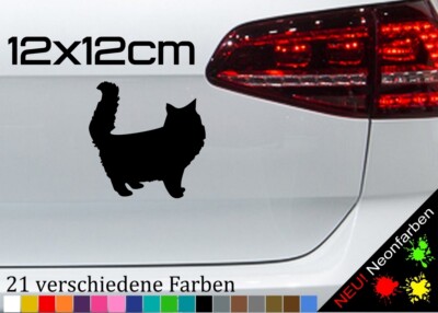 Fluffy Cat Aufkleber Silhouette Meow Katze Colonel JDM Umriss Ragdoll 12x12cm