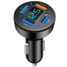 4 USB Ports Fast Charging Car Cigarette Lighter Socket Splitter Power Adapter